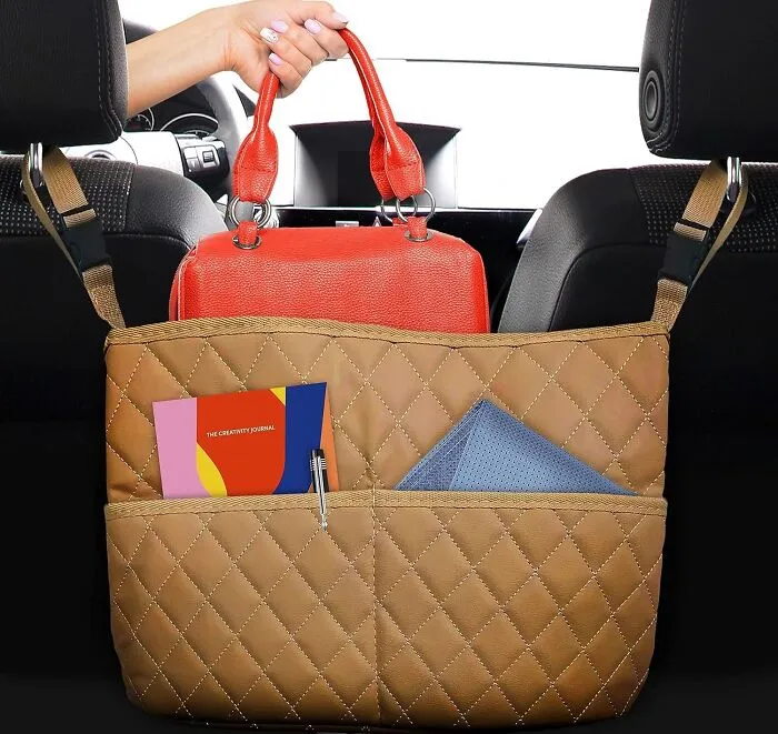 What Is More Extra Than A Snazzy Purse? A Purse For Your Purse! This <span Style="Font:inherit;color:#d74b1f;"> Faux Leather Purse Car Organizer With 2 Extra Pockets For Storage </Span> Is Your New Best Friend