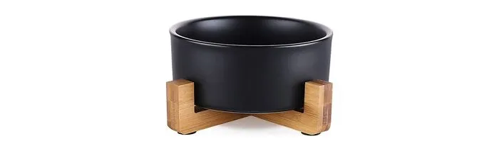 SPUNKYJUNKY Ceramic Bowl with Wooden Stand