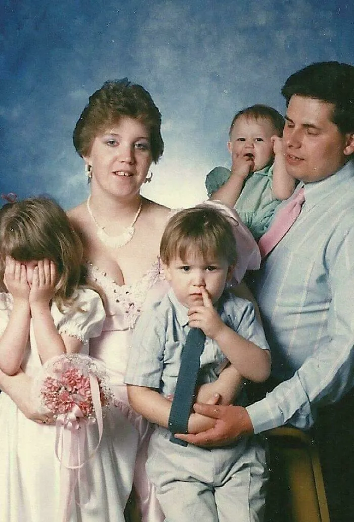 My Mom Is Coming Out Of Her Bridesmaid's Dress, My Dad's Eyes Are Closed, My Brother Has His Finger Up His Nose, My Sister Has A Hand In Her Mouth, And I Am Over Being A Flower Girl