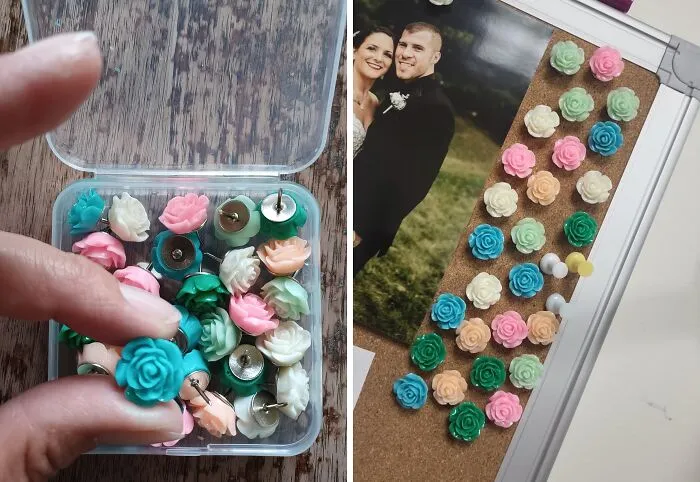 These <span Style="Font:inherit;color:#d74b1f;"> Rose Push Pins </Span> Are So Cute, We Are Kind Of Tempted To Try Them As Earrings...