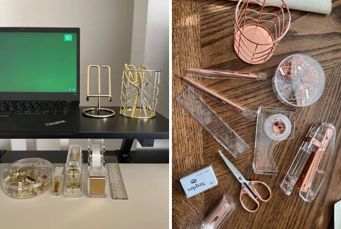 This <span Style="Font:inherit;color:#d74b1f;"> Metalic Office Supply Set</Span> Looks Like It Needs Its Own Safety Deposit Box 