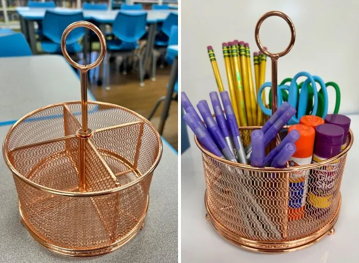 This <span Style="Font:inherit;color:#d74b1f;">  Rotating Pen Organizer </Span> Is Like A Lazy Susan For Your Desk