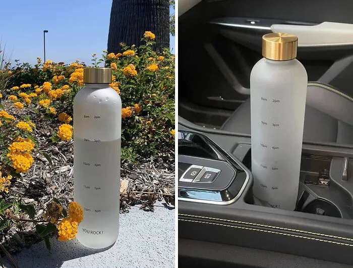 Hit All Your Hydration Goals With This Chic <span Style="Font:inherit;color:#d74b1f;"> Water Bottle With Times To Drink </Span>