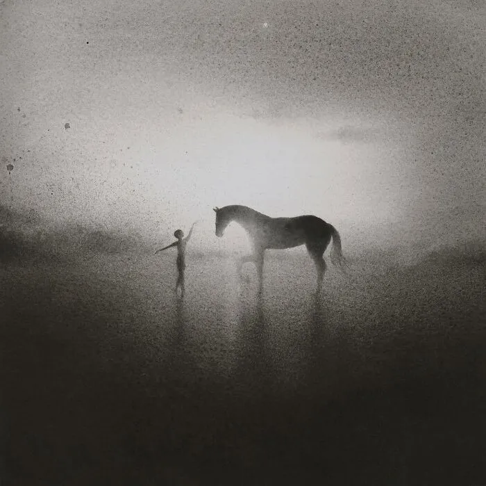 Artist Creates Black-And-White Paintings Reflecting The Bond Between Humans, Nature, And Animals (30 Pics)