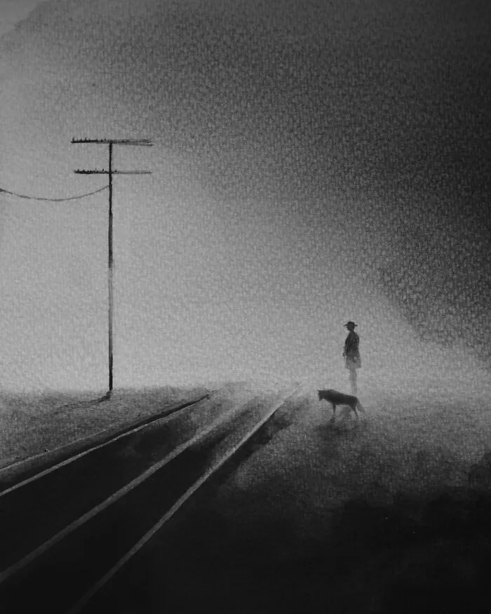 Artist Creates Black-And-White Paintings Reflecting The Bond Between Humans, Nature, And Animals (30 Pics)