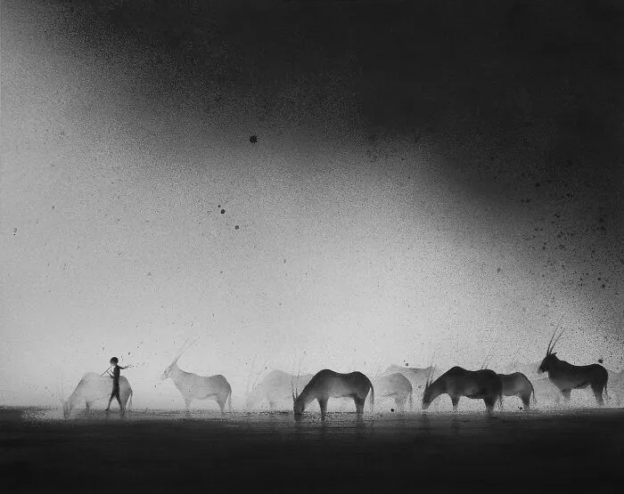 Artist Creates Black-And-White Paintings Reflecting The Bond Between Humans, Nature, And Animals (30 Pics)