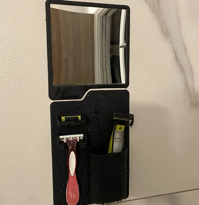 Turn His Shower Into A Barbershop With This <span Style="Font:inherit;color:#d74b1f;"> Silicone Shower Toothbrush And Razor Holder With Anti Fog Mirror </Span>