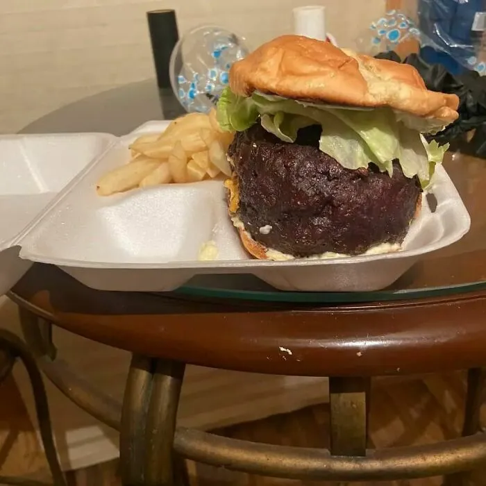 They're Selling Plates Outside Of The Job. Stuffed Burger On Deck