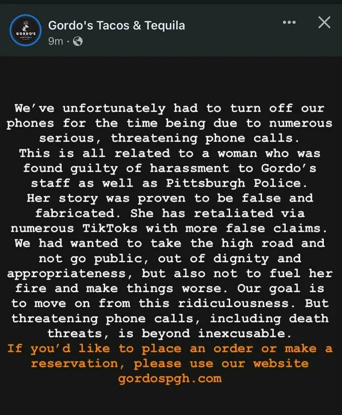 A Restaurant In My Neighborhood Had To Shut Off Their Phones Because Of A Wannabe Tiktok Influencer