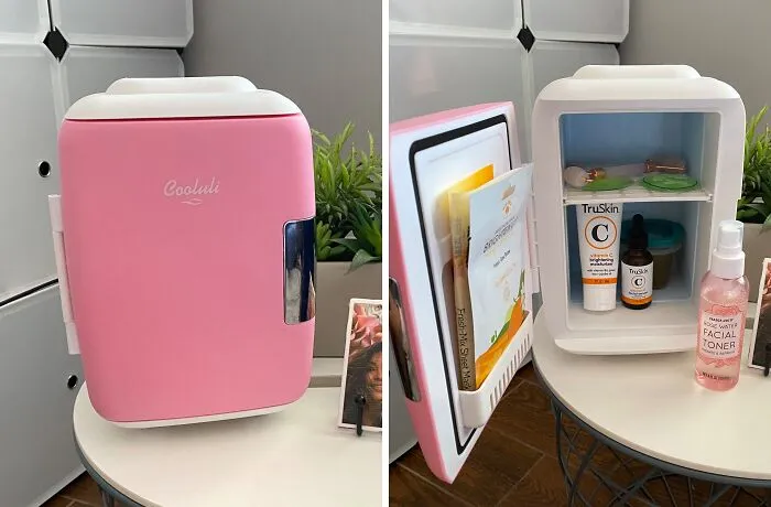 Bedroom Buddy: The <span Style="Font:inherit;color:#d74b1f;"> Mini Fridge</Span> That's Got Your Snacks, Sips, Skincare, And Makeup Covered!