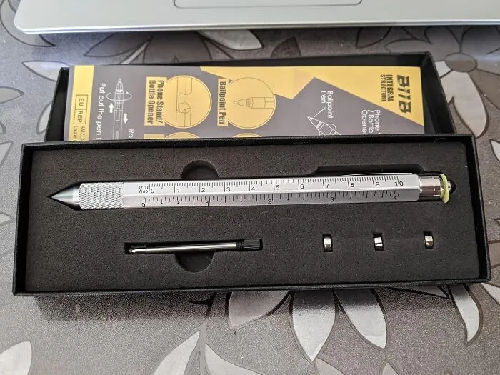 A multi-tool pen in a black box, a great last minute Father's Day gift for practical dads.