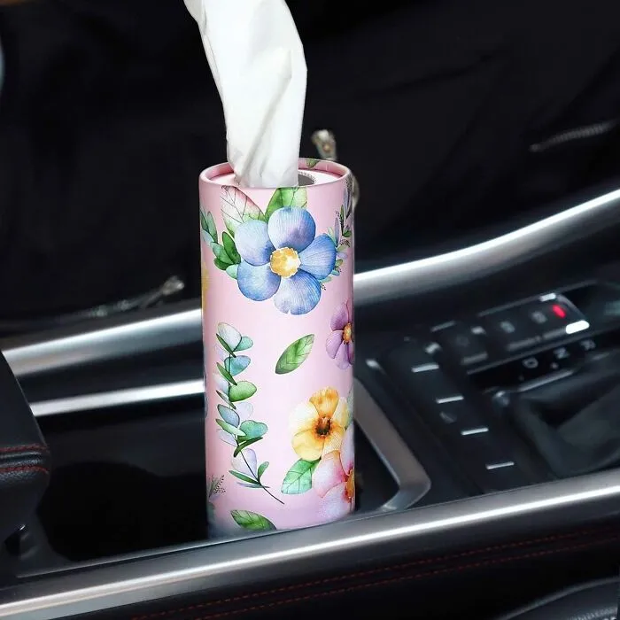 This Chic <span Style="Font:inherit;color:#d74b1f;"> Car Tissues Holder </Span> Design Fits Perfectly Into Your Cup Holders Or Door Compartment