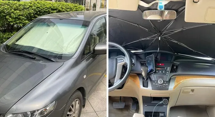 Get Full Coverage With This Nifty <span Style="Font:inherit;color:#d74b1f;"> Windshield Sun Shade Umbrella </Span>