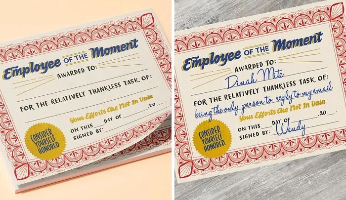 <a style="display:inline;" href="https://www.amazon.com/Em-Friends-Employee-Moment-Appreciation/dp/B0973PYJ4Y?ie=UTF8&th=1&linkCode=ll1&tag=bphawk-20&linkId=504dcdc3b8dcfdfa3c59472e930bc93d&language=en_US&ref_=as_li_ss_tl " target="_blank"> <span Style="Font:inherit;color:#d74b1f;"> Coworker Appreciation Gift & Award Paper Certificate Note Pad </Span>: Sometimes It's The Little Things That Make You Smile
