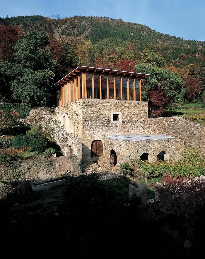 Knoll House, Italy, A Private Home Built Atop The Ruins Of A Medieval Barn. Designed By Werner Tscholl In 1997