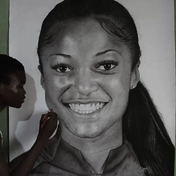 Young Nigerian Artist Draws Giant Hyper-Realistic Portraits Using Nothing But Charcoal (31 Pics)