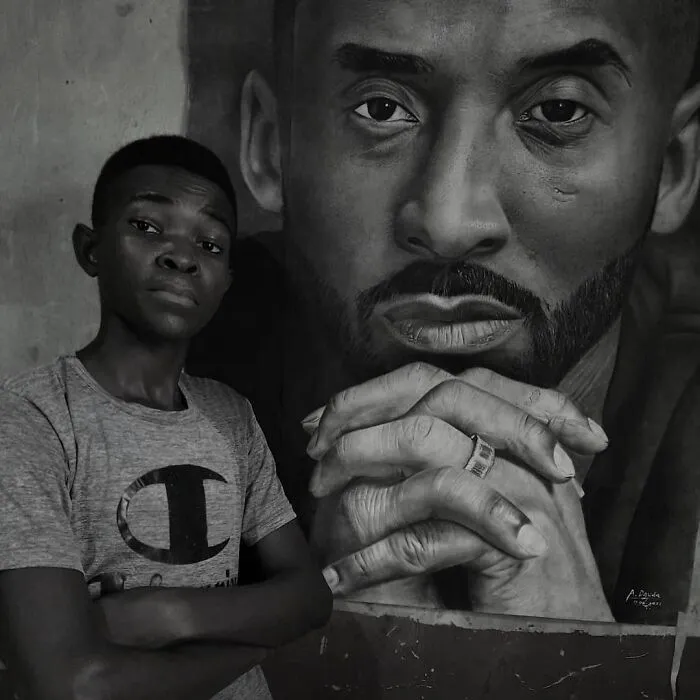 Young Nigerian Artist Draws Giant Hyper-Realistic Portraits Using Nothing But Charcoal (31 Pics)