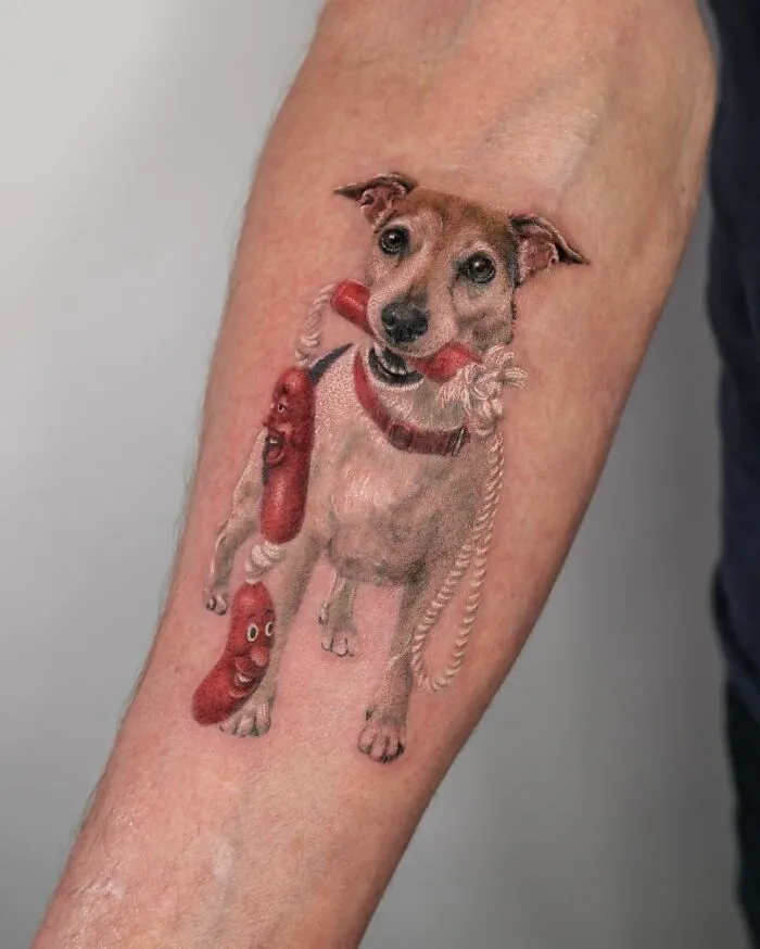 I Collected The Cutest Pet Portrait Tattoos From Different Artists (25 Pics)