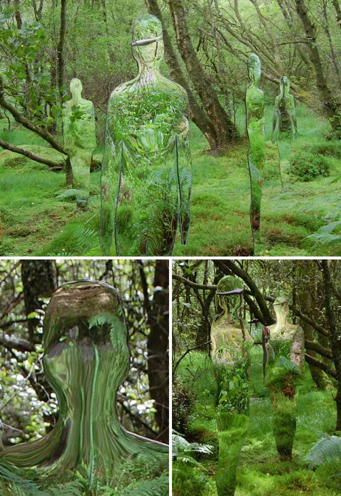 Mirror Sculptures Reflect The Forest By Scottish Artist Rob Mulholland