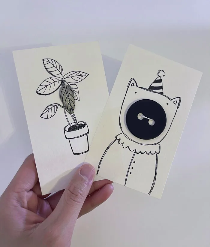 I Was About To Throw Away Some Buttons, Single Earrings, And Broken Necklace Parts, But Turned Them Into DIY Cards Instead