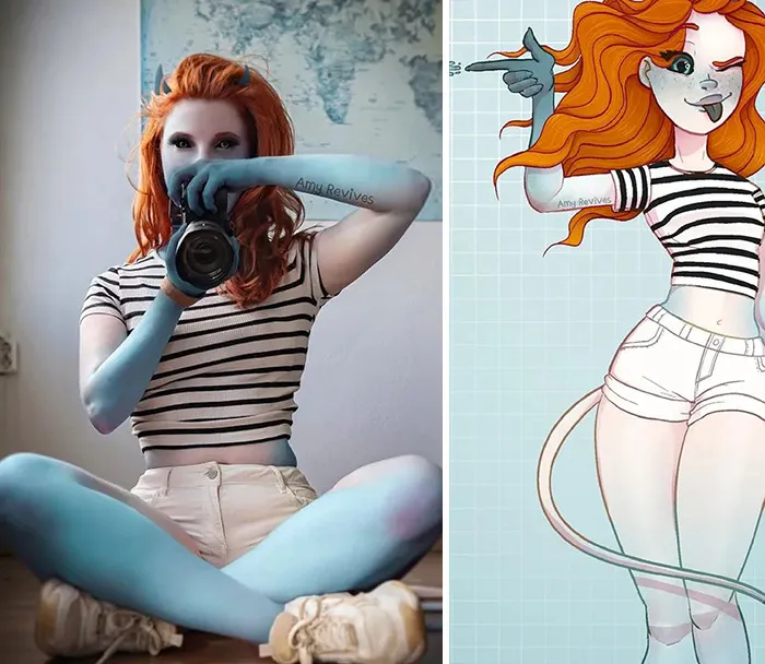 18 On-Point Cartoon Characters Recreated From Images That This Artist Took Of Herself