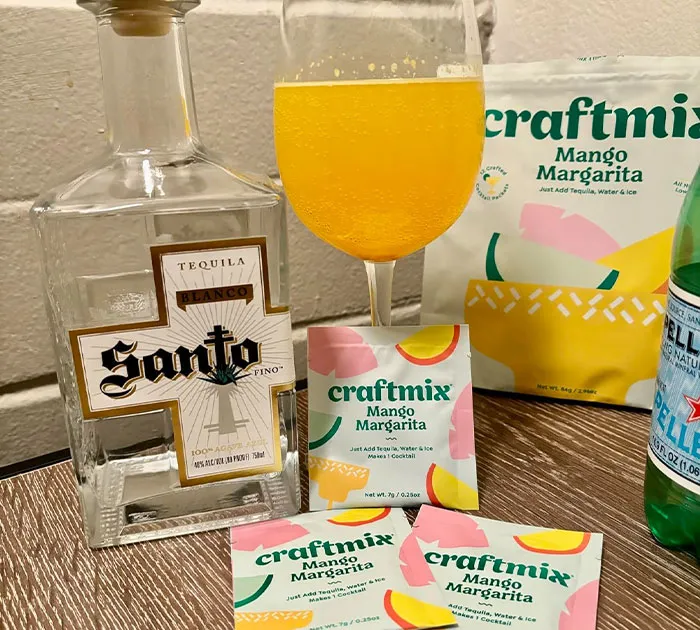 Mango margarita cocktail mix with tequila, perfect for cheap and cheerful Mother’s Day gifts under $20.