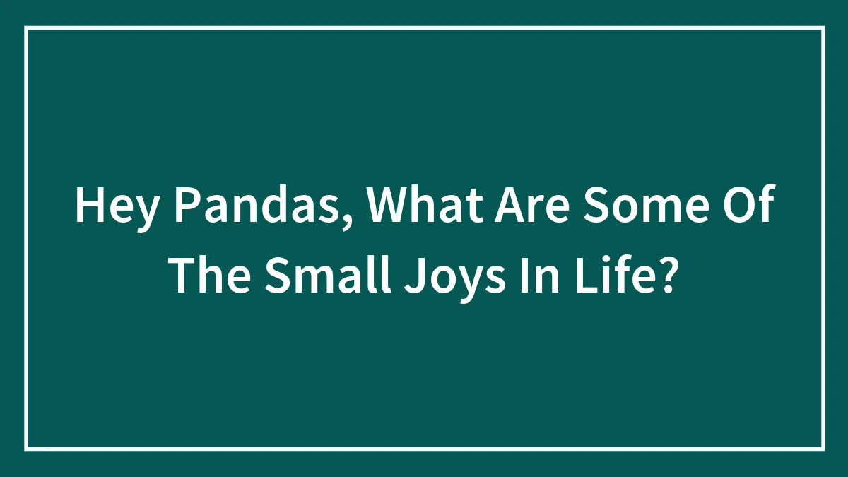 Hey Pandas, What Are Some Of The Small Joys In Life? (Closed)
