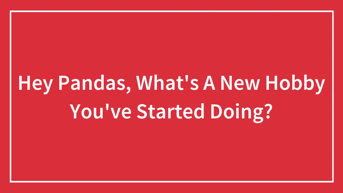 Hey Pandas, What's A New Hobby You've Started Doing?