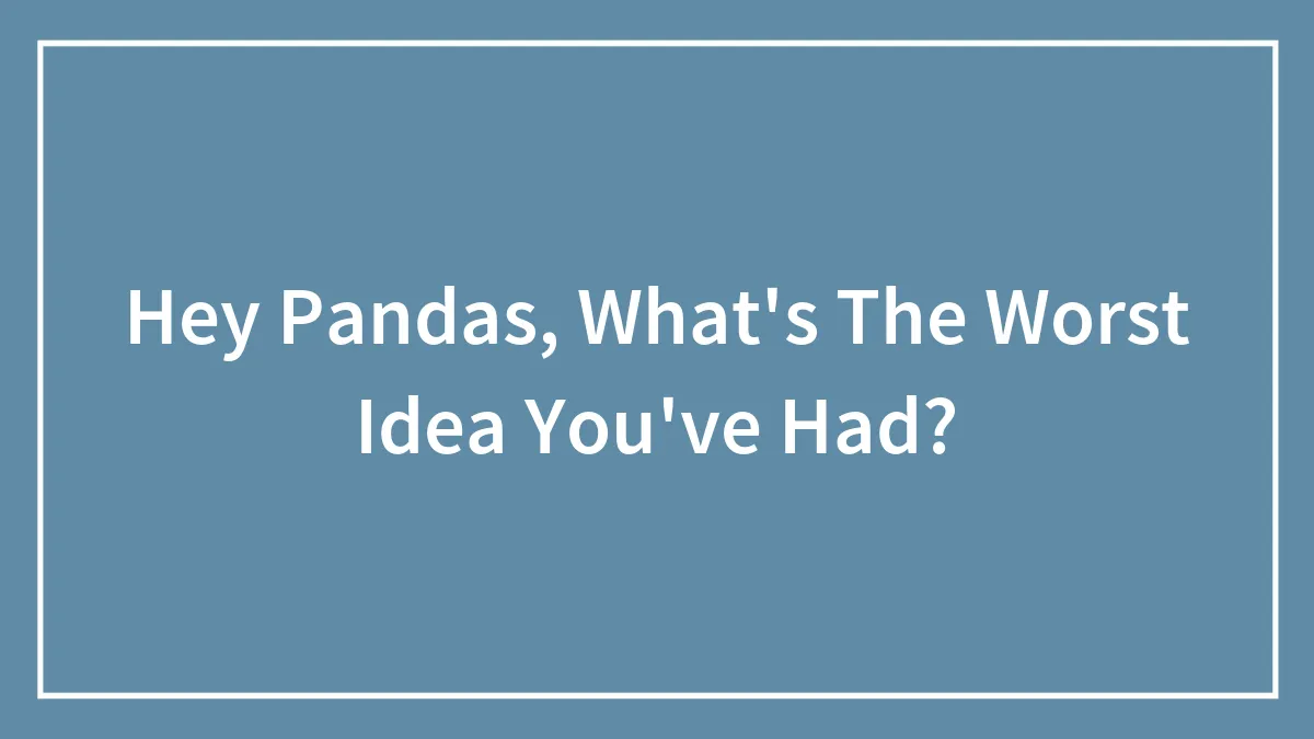 Hey Pandas, What's The Worst Idea You've Had? (Closed)
