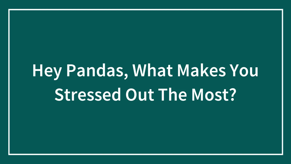 Hey Pandas, What Makes You Stressed Out The Most? (Closed)