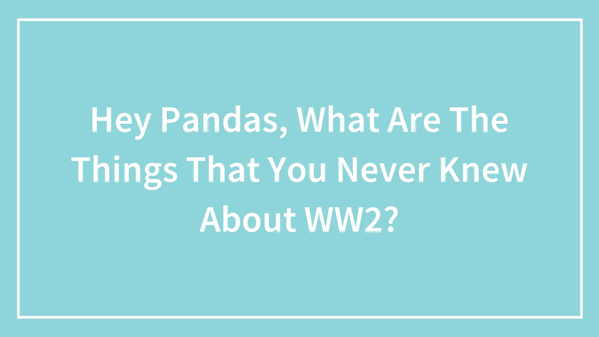 Hey Pandas, What Are The Things That You Never Knew About WW2? (Closed)