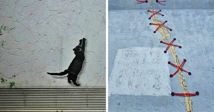 29 Humorous Street Art Pieces Incorporated Into The Streets By Oakoak (New Pics)
