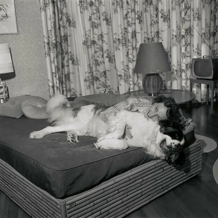 Betty White At Home With Her Dog, 1957