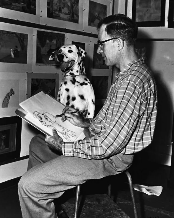 A Dalmatian With A Disney Artist At The Walt Disney Studio In Burbank