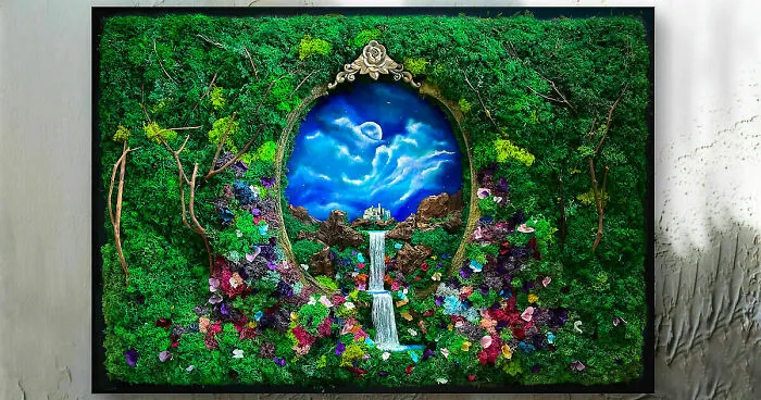 I Made A Mystic Jungle Forest Flowers Door Art: A Portal To Another World With Preserved Moss (11 Pics)
