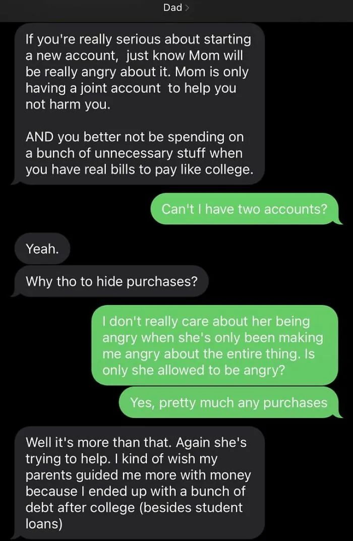 Appalling Texts Sent By Helicopter Parents Who Tried Controlling Adult Kids' Life (30 Examples)