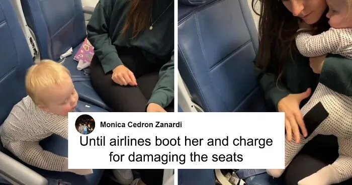 Mom Sparks Outrage After She Sticks Baby To Plane Seat With Velcro As “Parenting Hack”