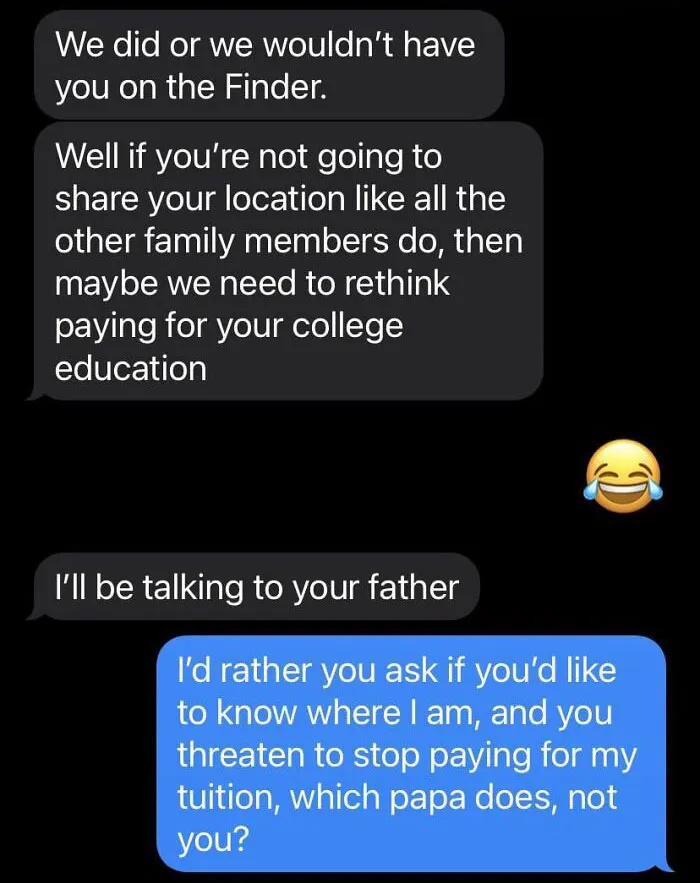 Appalling Texts Sent By Helicopter Parents Who Tried Controlling Adult Kids' Life (30 Examples)