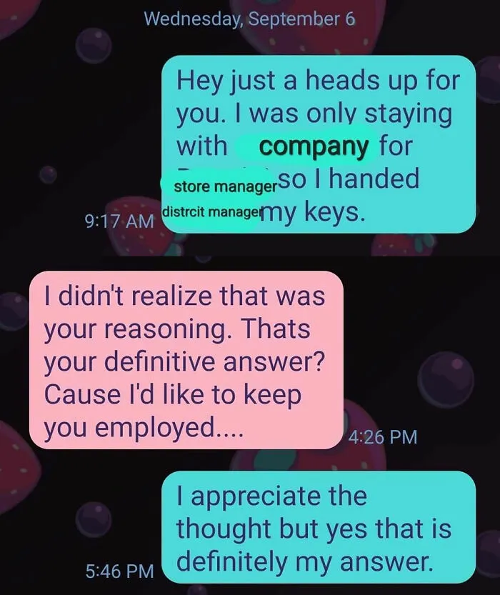30 Screenshots Of Text Exchanges Featuring Job Resignations, As Shared On This Page