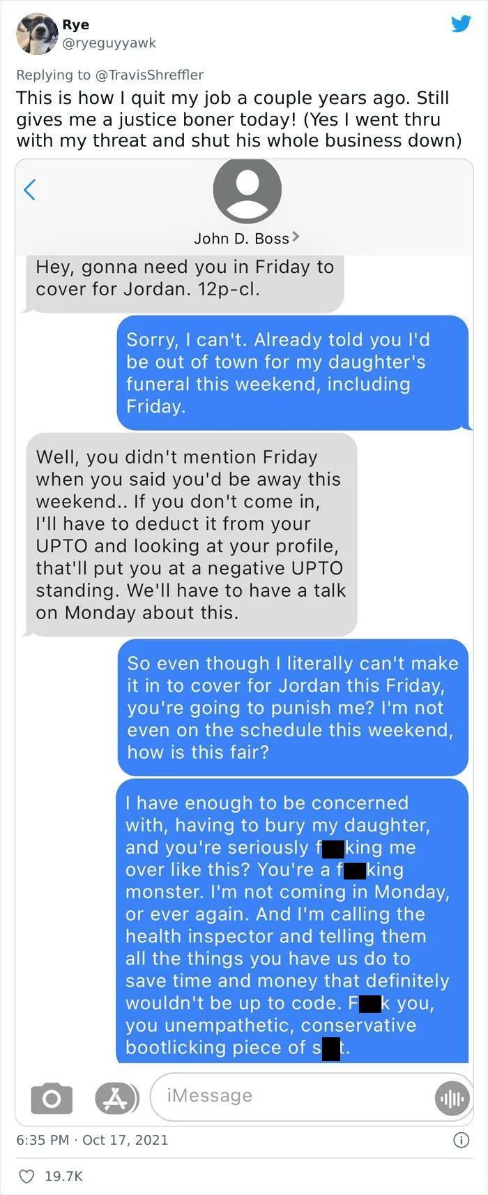 30 Screenshots Of Text Exchanges Featuring Job Resignations, As Shared On This Page