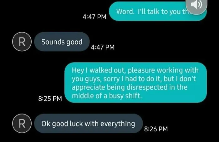 30 Screenshots Of Text Exchanges Featuring Job Resignations, As Shared On This Page