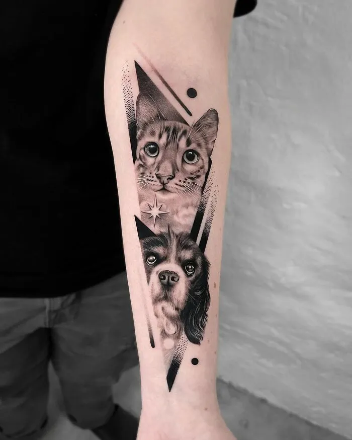 I Collected The Cutest Pet Portrait Tattoos From Different Artists (25 Pics)