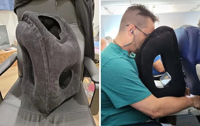 You Might Look A Bit Weird, But This <span Style="Font:inherit;color:#d74b1f;"> Inflatable Travel Pillow </Span> Will Give You The Best Sleep On A Plane