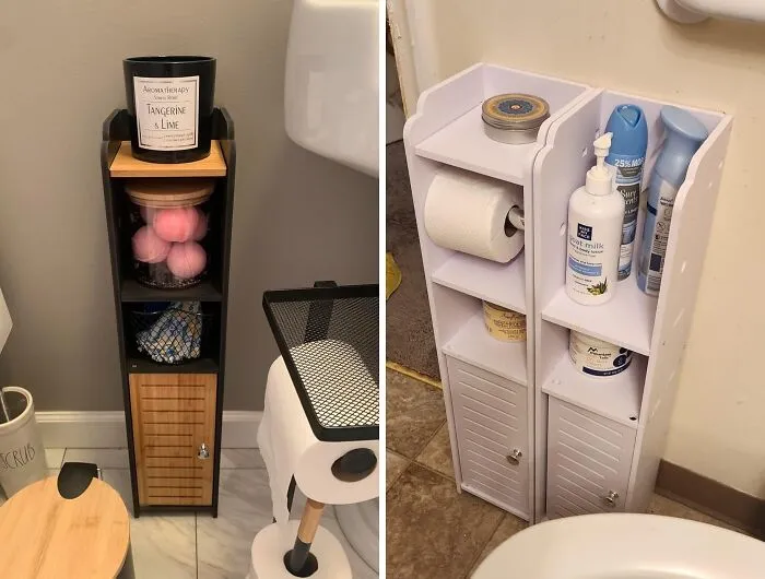 This <span Style="Font:inherit;color:#d74b1f;"> Toilet Paper Cabinet </Span> Brings Some Nifty Storage To A Small Space