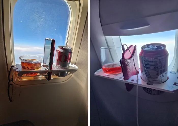 An <span Style="Font:inherit;color:#d74b1f;"> Airplane Window Organization Station </Span> Turns Your Cattle Class Seat Into A Business Class Experience
