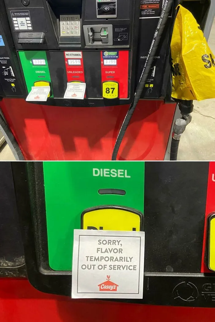Put The Signs On The Fuel Pumps, Boss!