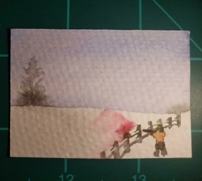 I Tried To Paint A Little Cardinal On This Snowy Fence But It Got Smeared. Thankfully I Was Able To Fix It