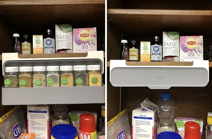 This <span Style="Font:inherit;color:#d74b1f;"> Under-Shelf Spice Rack</Span> Utelizes Some Wasted Space In Your Kitchen