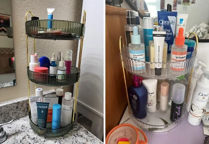 This <span Style="Font:inherit;color:#d74b1f;"> 2-Tier Makeup Organizer </Span> Adds A Dash Of Elegance To Your Vanity