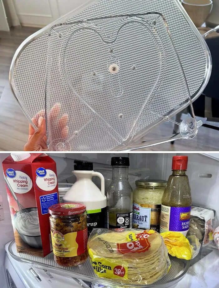 A <span Style="Font:inherit;color:#d74b1f;"> Fridge Lazy Susan</Span> Is The Best Way To See All The Expired Sauces In The Back Of The Fridge